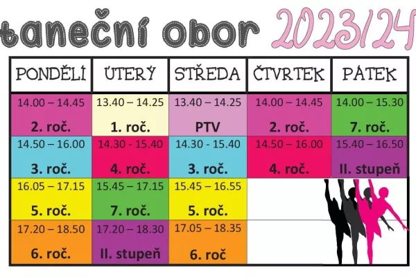 ROZVRH HODIN 2023 - 2024 TANEČNÍHO OBORU